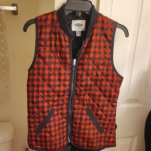 Old Navy Red and Black Plaid Quilted Vest